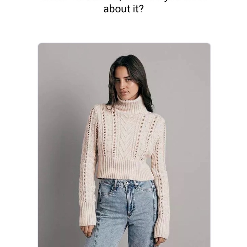 rag & bone Taupe Cable Knit Turtleneck Sweater
